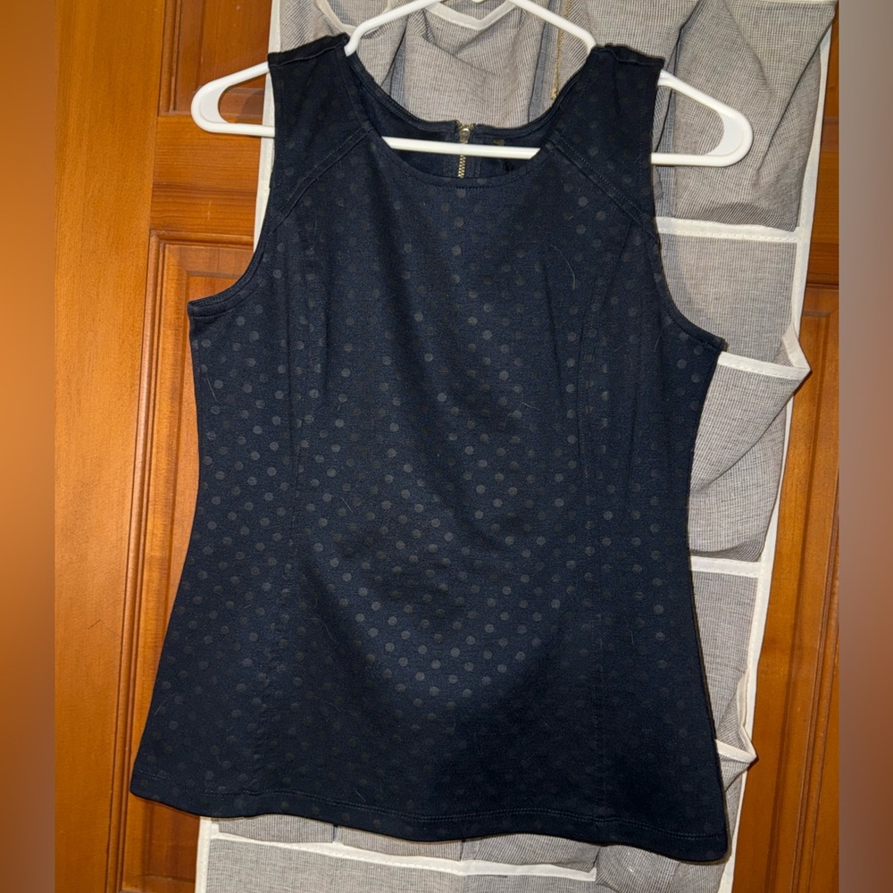 Navy blue dress top with polka dots